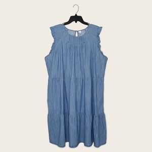 Old Navy Tiered Denim Sleeveless Shift Midi Dress